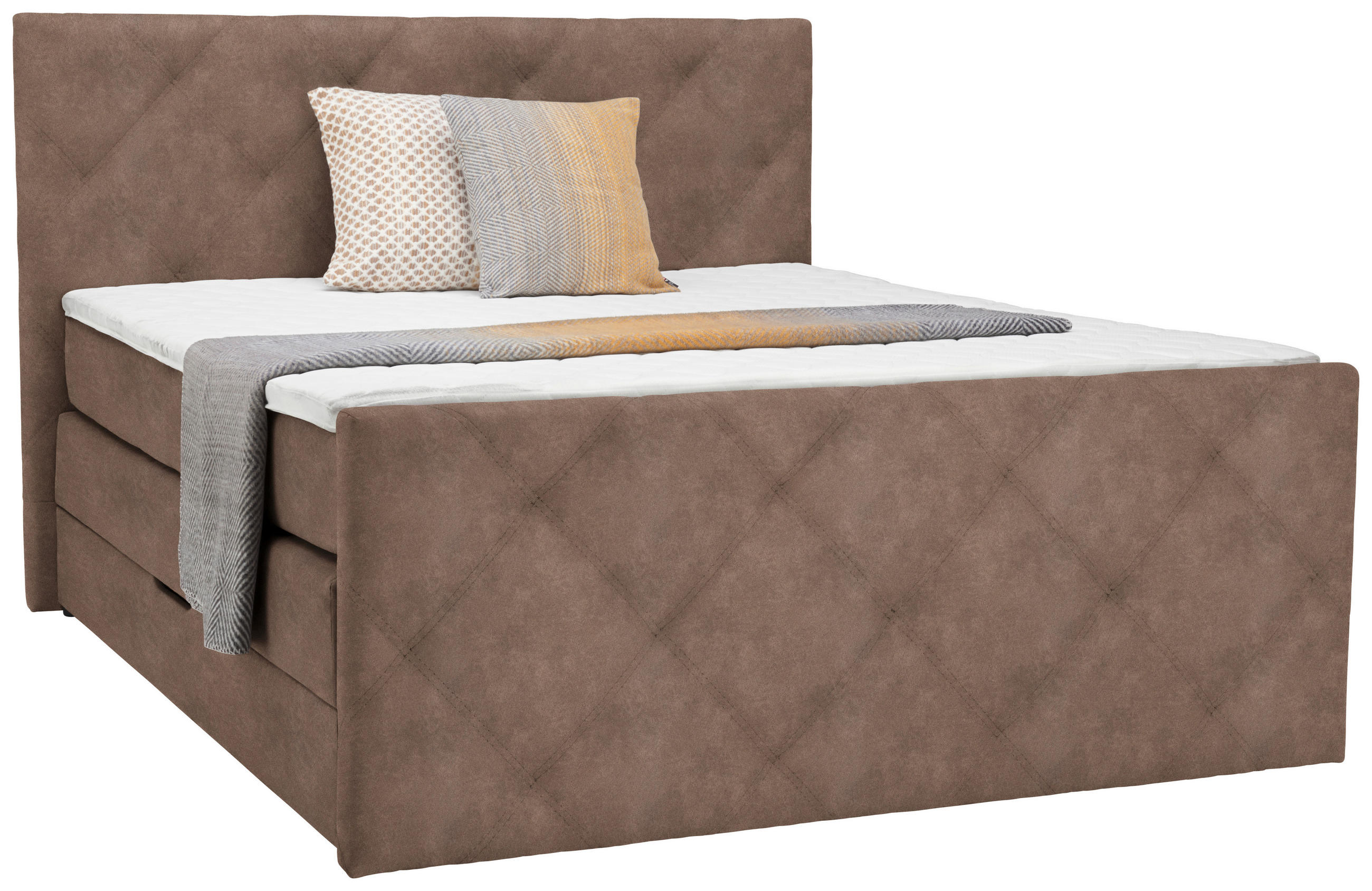 BOXSPRINGBETT 140/200 cm  in Braun  - Schwarz/Braun, Konventionell, Kunststoff/Textil (140/200cm) - Ti'me