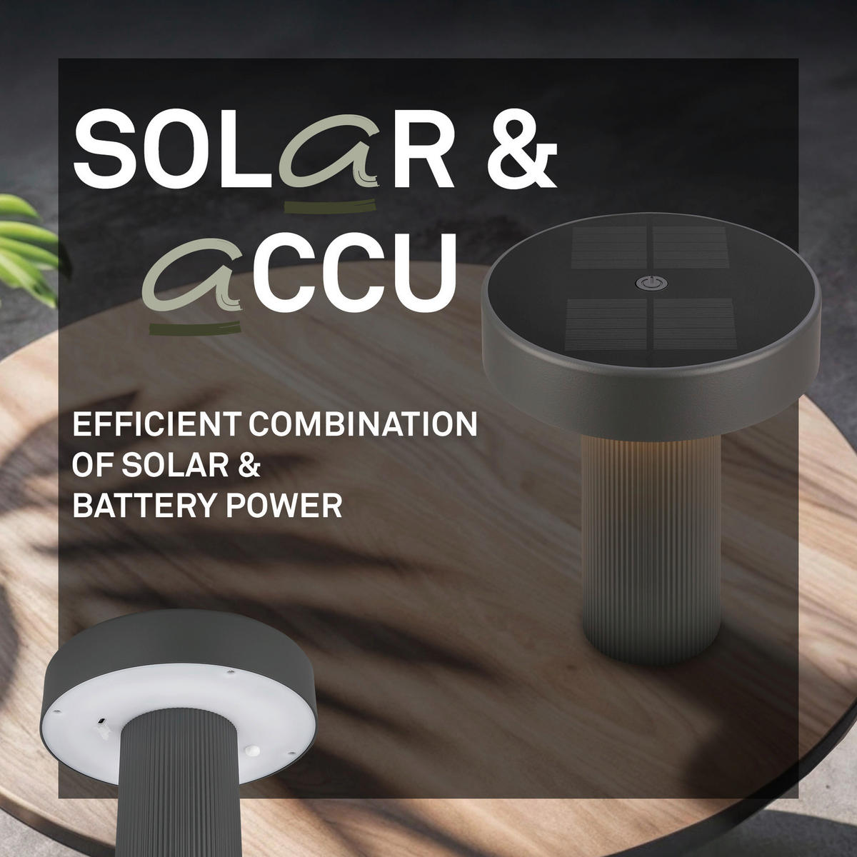 AKKU-TISCHLEUCHTE 16/20 cm  - Anthrazit, Design, Kunststoff (16/20cm)