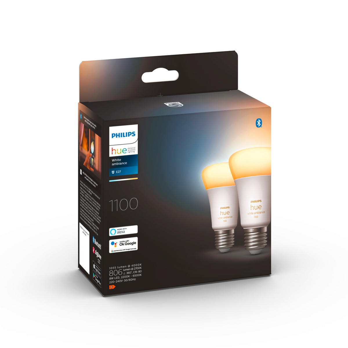 HUE WHITE AMBIANCE   E27 8 W  - Weiss, Basics, Kunststoff (6,1/11cm) - Philips HUE