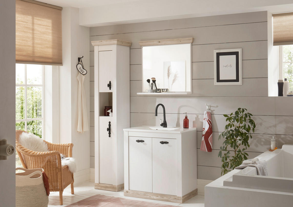 BADEZIMMER 3-teilig  in  - Schwarz/Weiß, Design, Holzwerkstoff/Metall (143/200/46cm) - MID.YOU