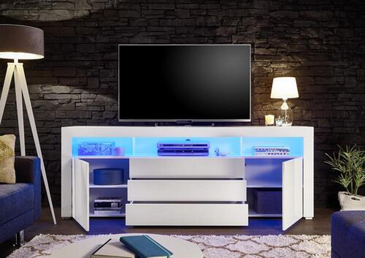 SIDEBOARD 200/74/44 cm  - vit/aluminiumfärg, Modern, trämaterial (200/74/44cm) - Livetastic