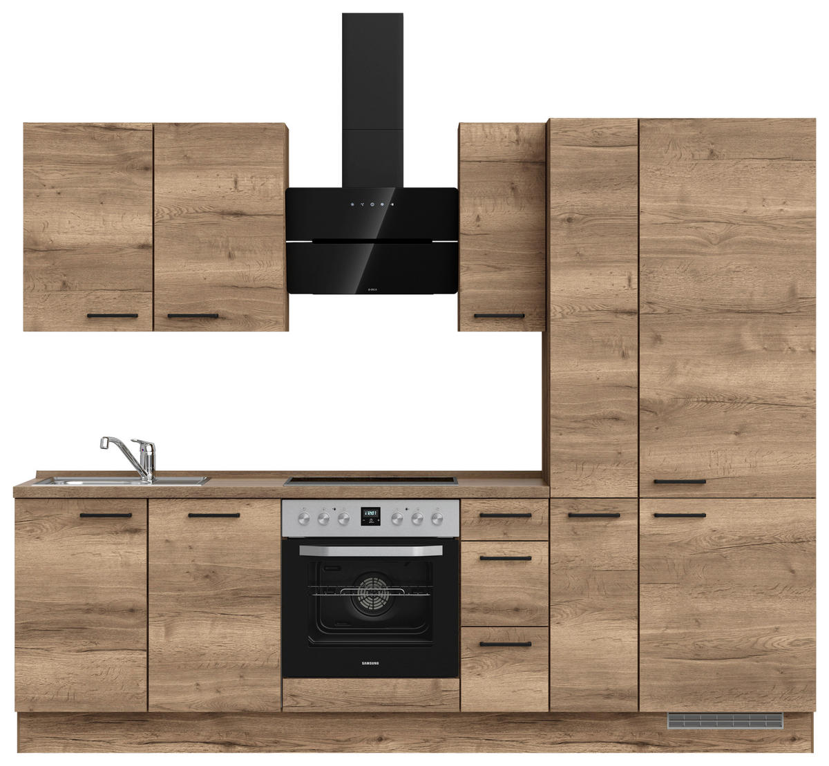 KÜCHENLEERBLOCK 270 cm   in Eiche dunkel  - Eiche dunkel/Schwarz, MODERN, Holzwerkstoff/Metall (270cm) - Nobilia