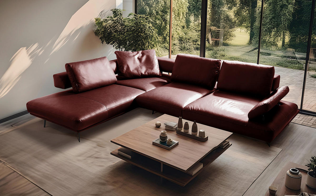 ZIERKISSEN   71/64/15 cm  - Rot, Design, Leder (71/64/15cm) - Livetastic
