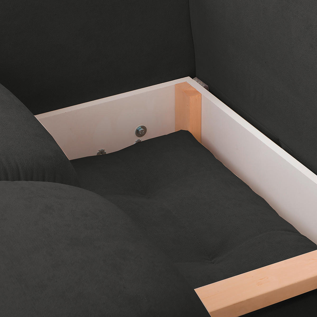 ECKSOFA in Mikrofaser Dunkelgrau  - Dunkelgrau/Silberfarben, Design, Textil/Metall (256/175cm) - Livetastic