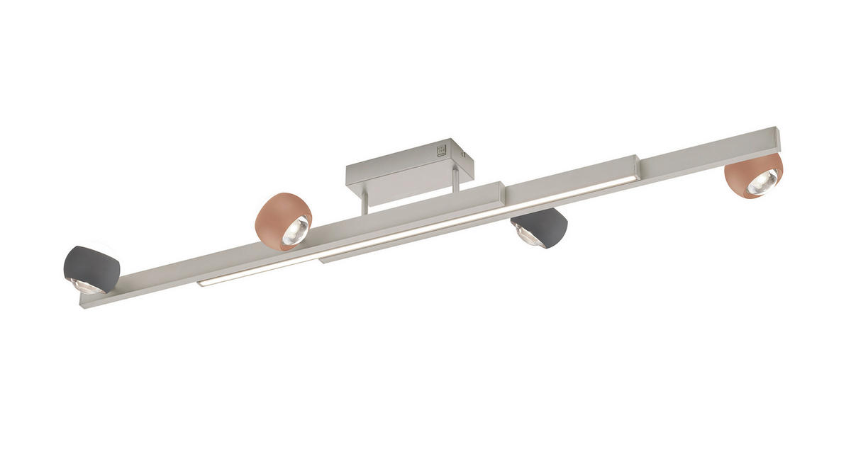 LED-TAKLAMPA Cannon 133,5/17/29 cm  - aprikos/grå, Klassisk, metall (133,5/17/29cm) - Trio Leuchten