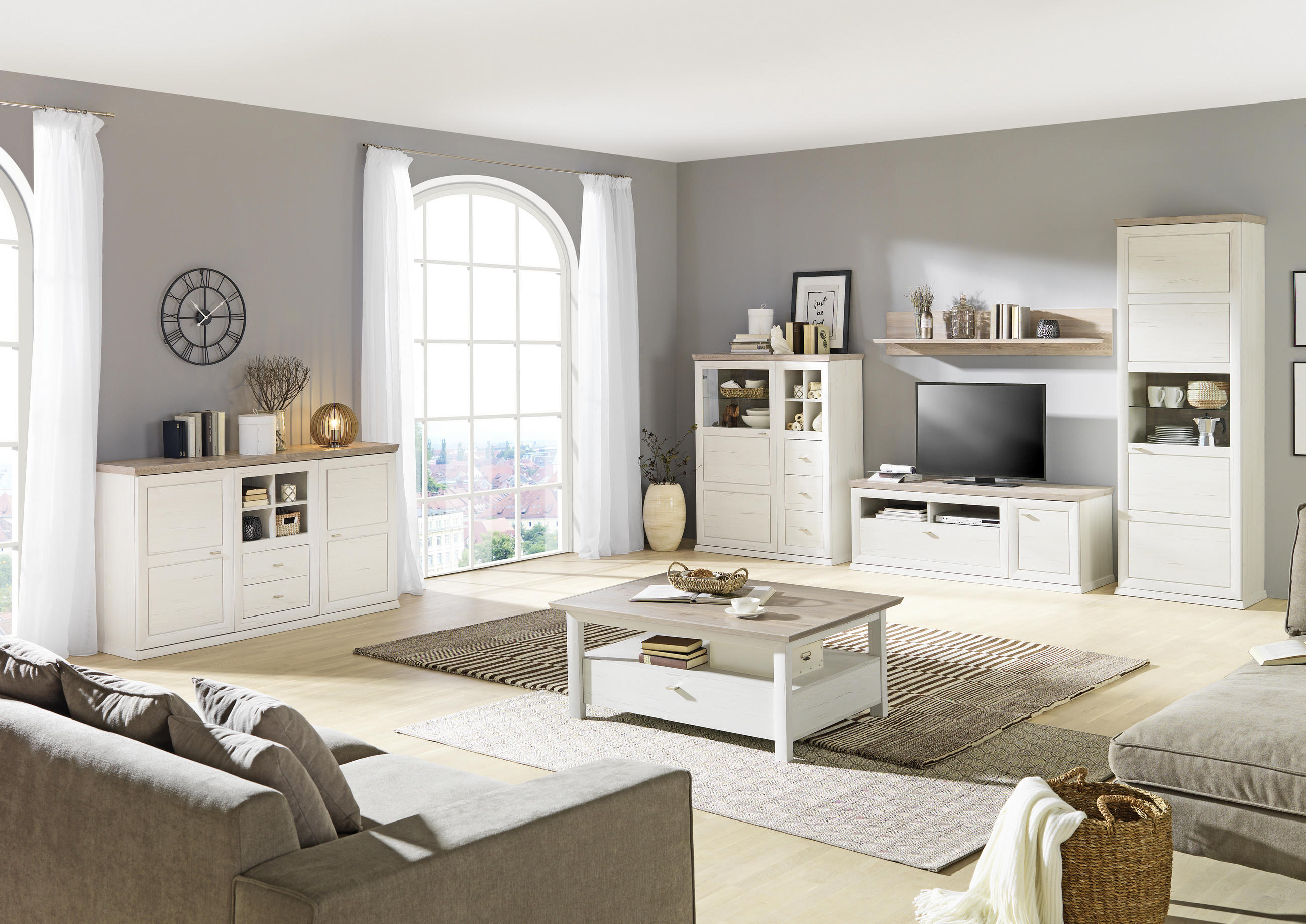 TV-BÄNK 180/56/50 cm - vit/nickelfärgad, Lifestyle, metall/träbaserade material (180/56/50cm) - Hom`in