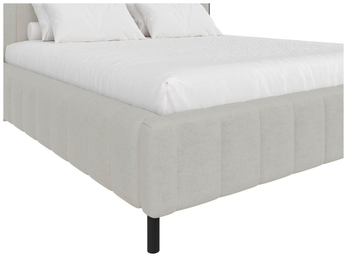 POLSTERBETT 140/200 cm  Beige  - Beige/Schwarz, Design, Holz/Textil (140/200cm) - Carryhome