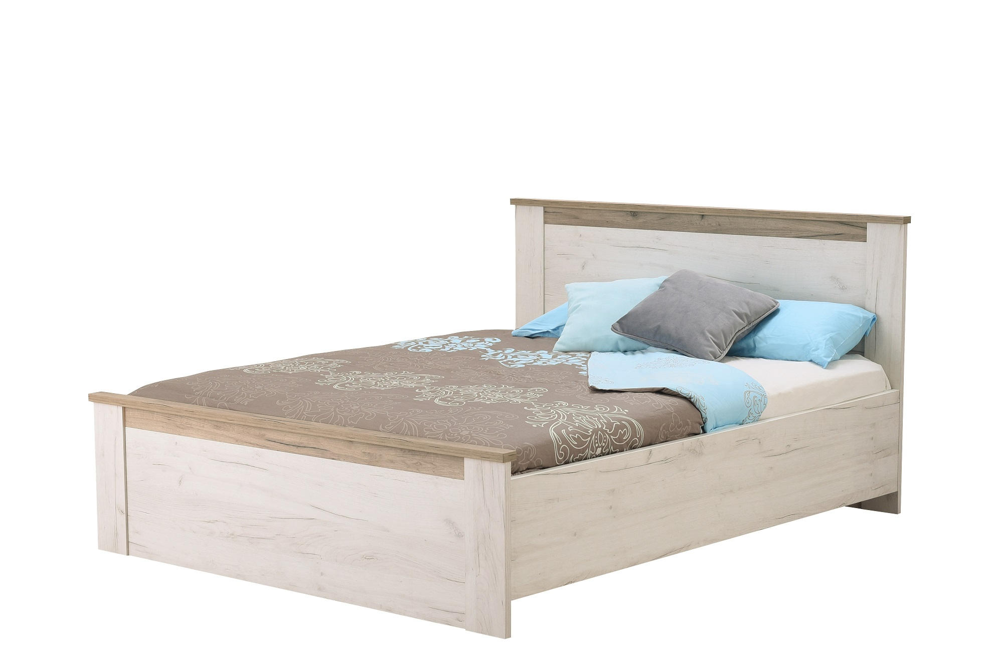ÁGYKERET 160/200 cm  szürke, fehér  - fehér/szürke, Basics, faalapú anyag (160/200cm) - Ti'me