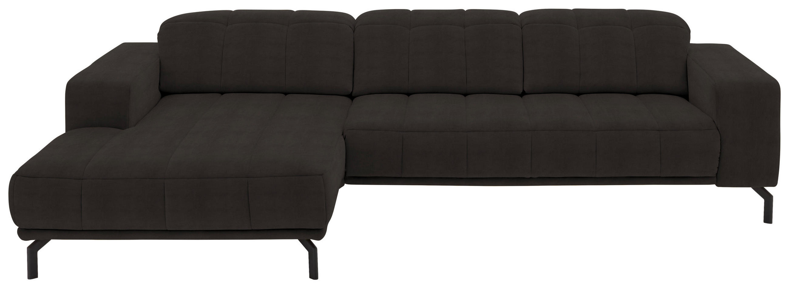 ECKSOFA Dunkelbraun Velours  - Dunkelbraun/Schwarz, Design, Textil/Metall (195/293cm) - Beldomo Style