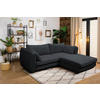 ECKSOFA in Struktur Schwarz  240/201 cm  - Schwarz, Design, Kunststoff/Textil (240/201cm) - MID.YOU