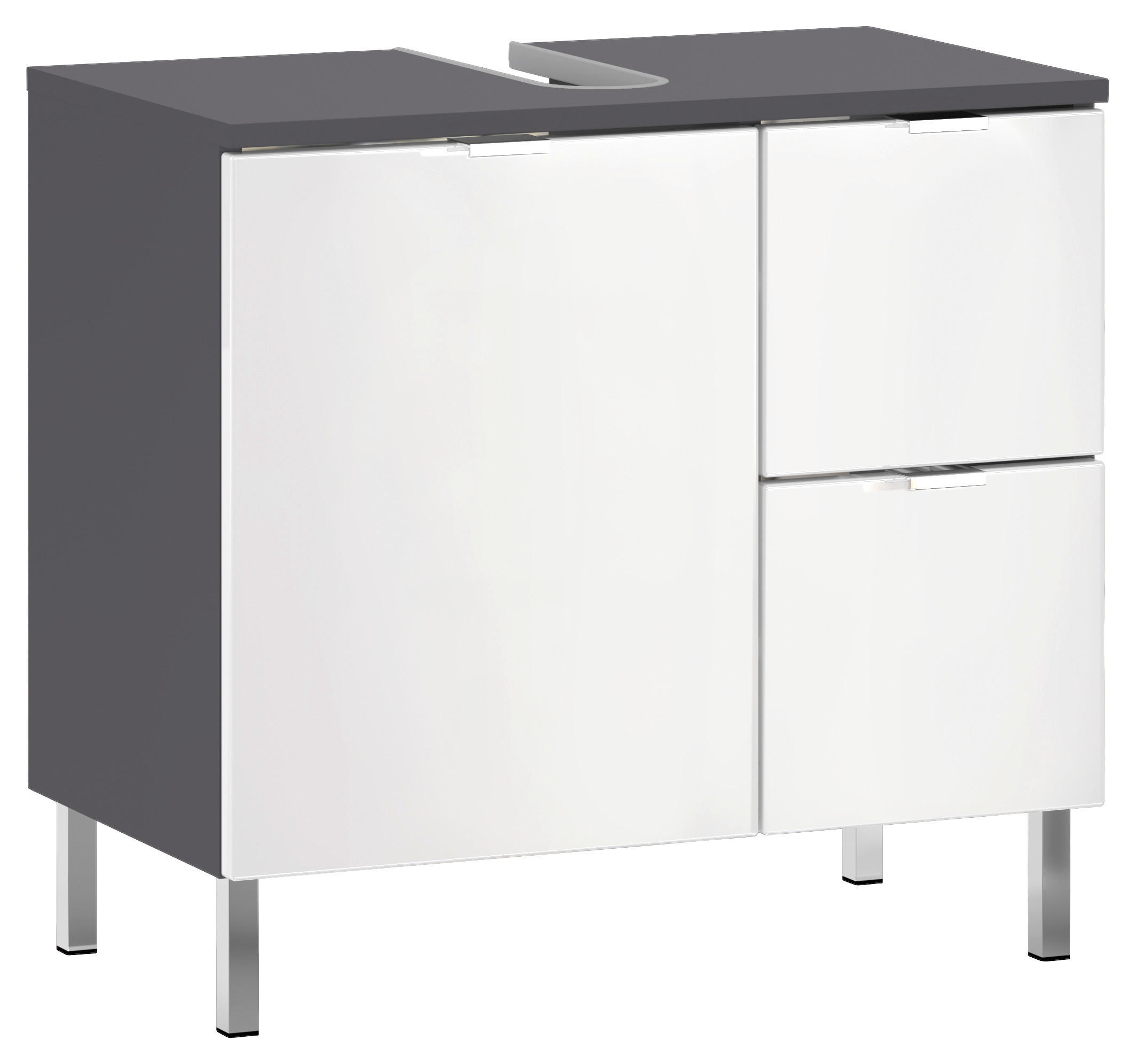 WASCHBECKENUNTERSCHRANK 60/56/34 cm  - Chromfarben/Graphitfarben, KONVENTIONELL, Holzwerkstoff/Metall (60/56/34cm) - Germania