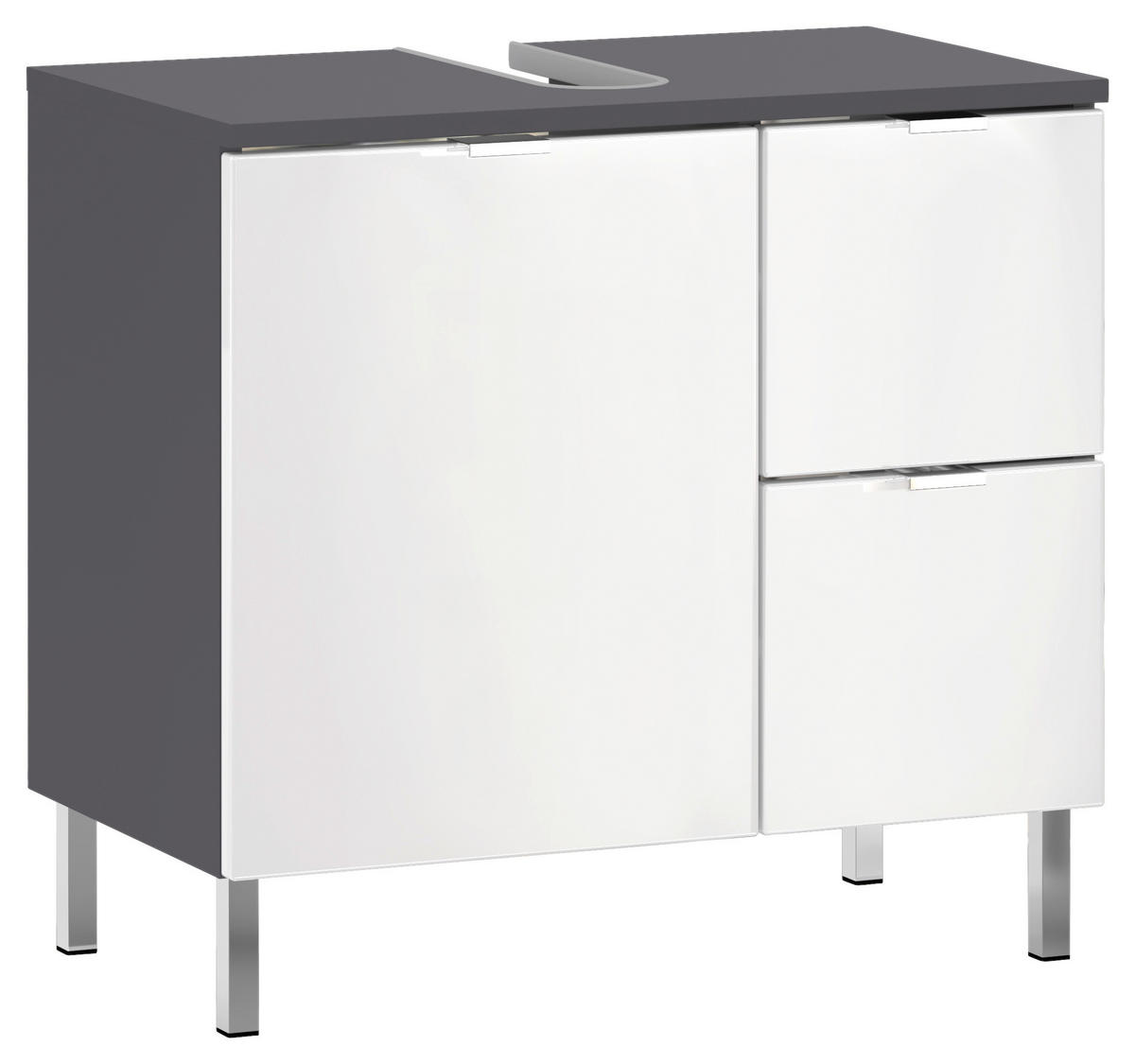 WASCHBECKENUNTERSCHRANK 60/56/34 cm  - Chromfarben/Graphitfarben, KONVENTIONELL, Holzwerkstoff/Metall (60/56/34cm) - Germania