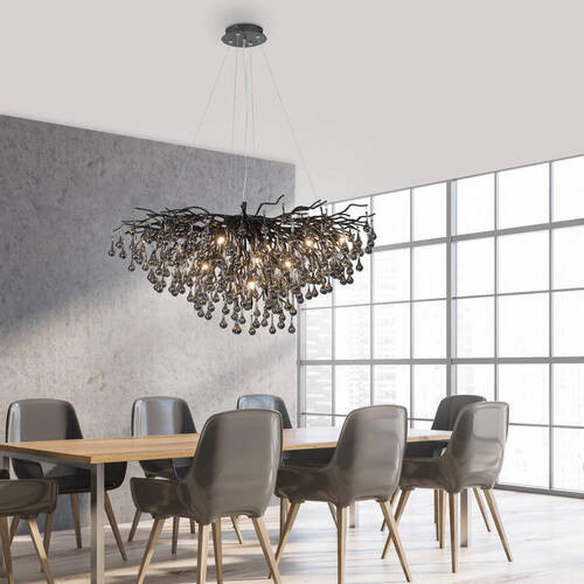 LUSTER, 100/50/250 cm  - čierna, Design, kov/plast (100/50/250cm) - Paul Neuhaus