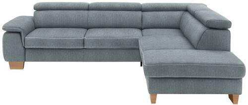 ECKSOFA in Mikrofaser Blaugrau  273/226 cm  - Eichefarben/Beige, Natur, Holz/Textil (273/226cm) - Beldomo System