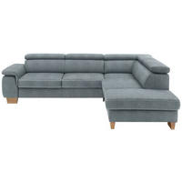 CANAPÉ D'ANGLE in Mikrofaser Blaugrau  - gris-bleu/beige, Natur, textile/bois (273/226cm) - Beldomo System