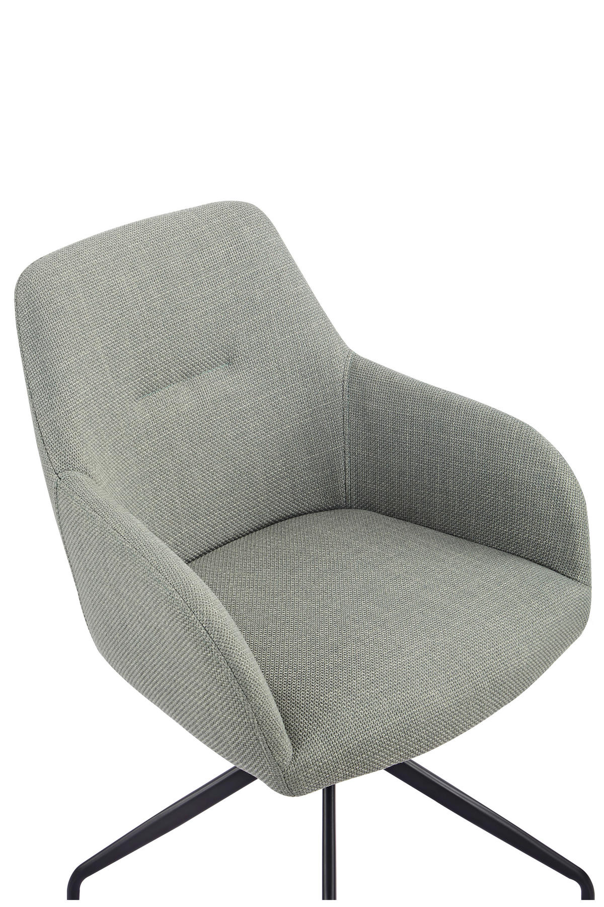 ARMLEHNSTUHL-SET 2 Stück erweiterbar, Sitzfläche 360° drehbar Webstoff, Mikrofaser  - Schwarz/Mintgrün, MODERN, Textil/Metall (56/83/60cm) - MID.YOU