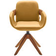 ARMLEHNSTUHL  Lederauswahl, Stoffauswahl, Typenauswahl, Sitzfläche 360° drehbar, automatische Rückholfunktion  Echtleder  - Currygelb/Eichefarben, Natur, Leder/Holz (60/86/60cm) - Valnatura