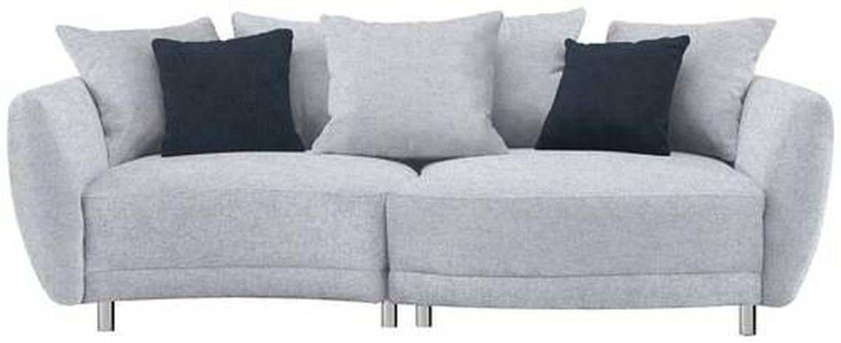 BIGSOFA in Chenille Hellgrau  - Anthrazit/Silberfarben, Design, Kunststoff/Textil (243/72/143cm) - Carryhome