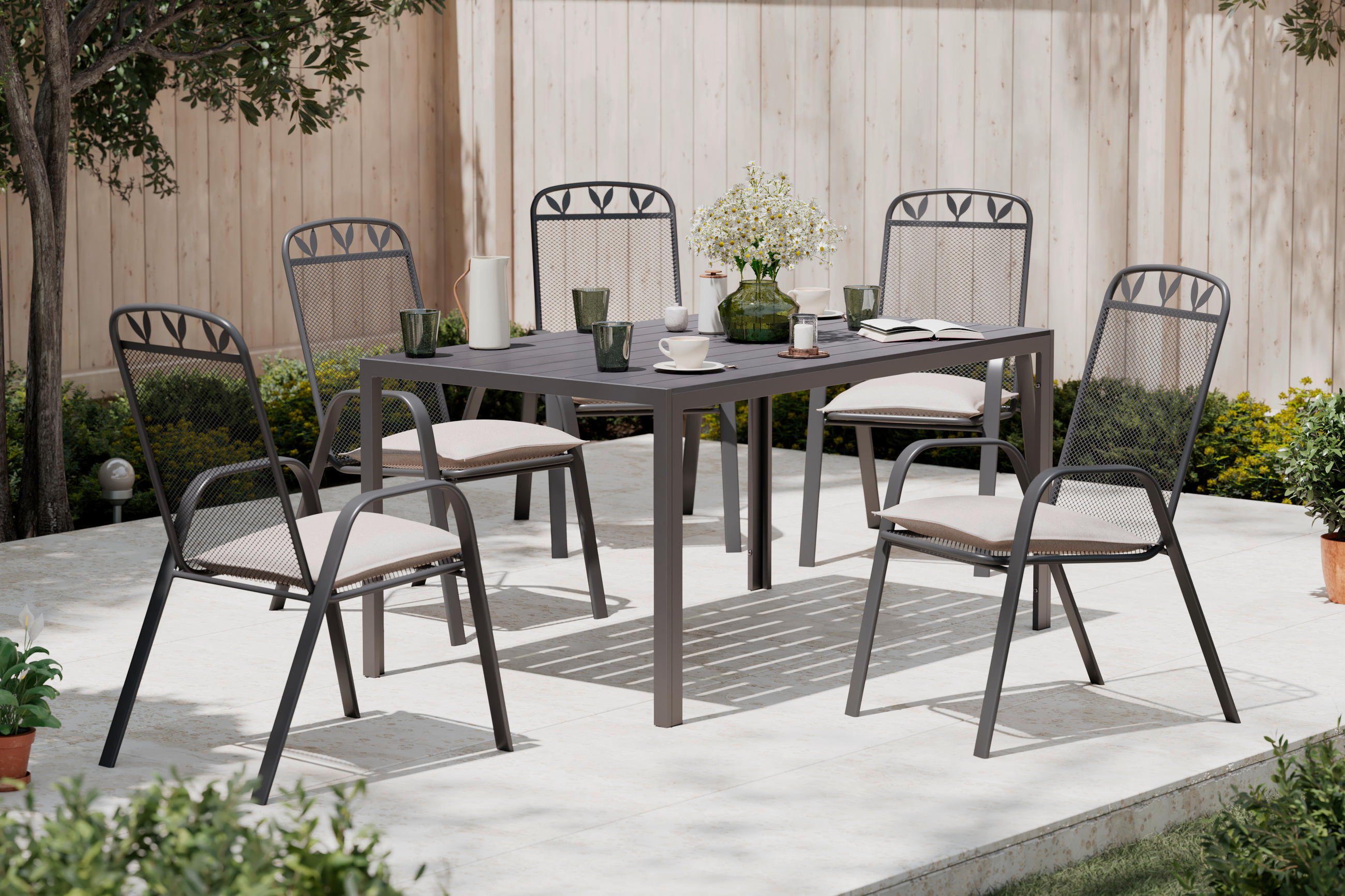 STAPELSESSEL Stahl Dunkelgrau  - Dunkelgrau, KONVENTIONELL, Metall (55/97/76cm) - Ambia Garden