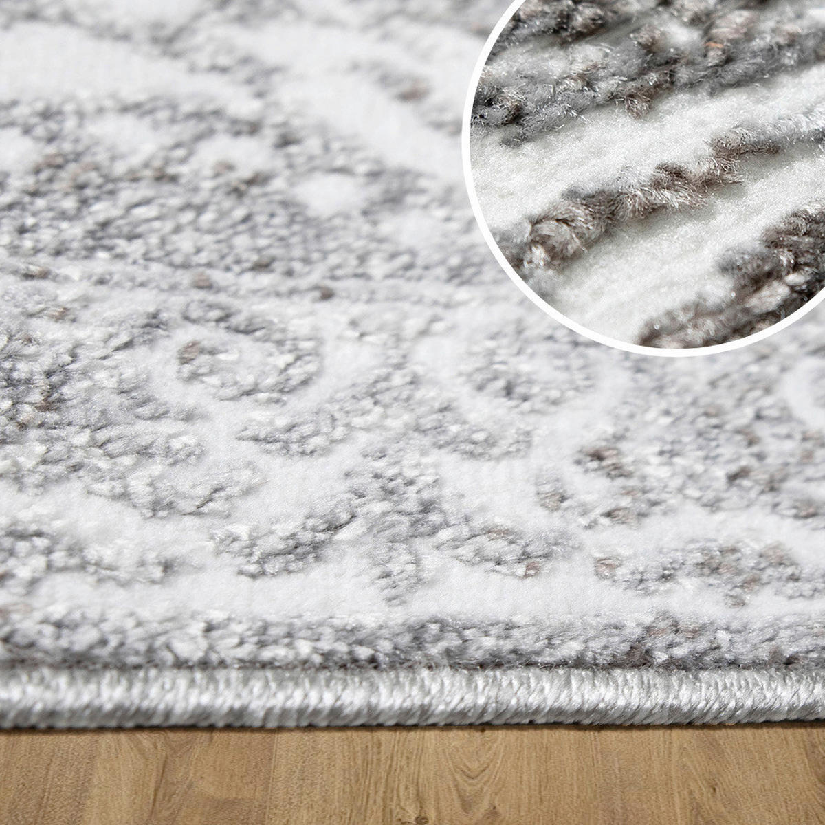 VINTAGE-TEPPICH 160/230 cm Victoria Grau, Weiß  - Weiß/Grau, Design, Kunststoff/Textil (160/230cm) - Novel