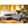 ECKSOFA in Webstoff Hellgrau  - Silberfarben/Hellgrau, Design, Textil/Metall (201/295cm) - Hom`in