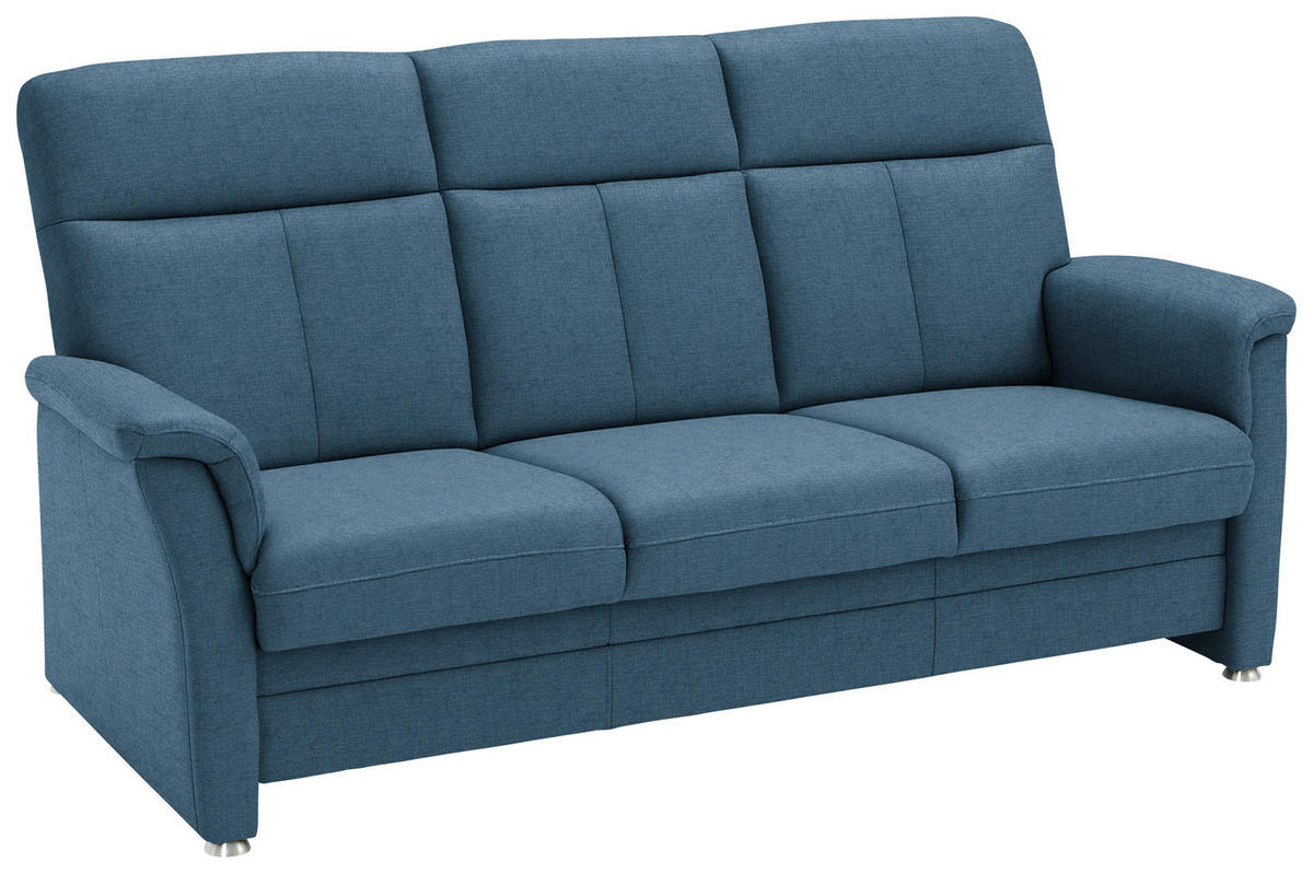 3-SITZER-SOFA Flachgewebe Blau  - Blau/Alufarben, Konventionell, Textil/Metall (194/100/89cm) - Beldomo Comfort