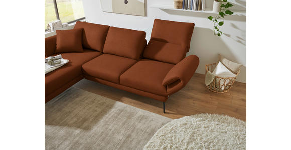 ECKSOFA  in Flachgewebe Kupferfarben Armteilverstellung, Relaxfunktion, Drehsitzfunktion  175-224/255-365 cm  - Schwarz/Kupferfarben, Design, Textil/Metall (175-224/255-365cm) - Dieter Knoll