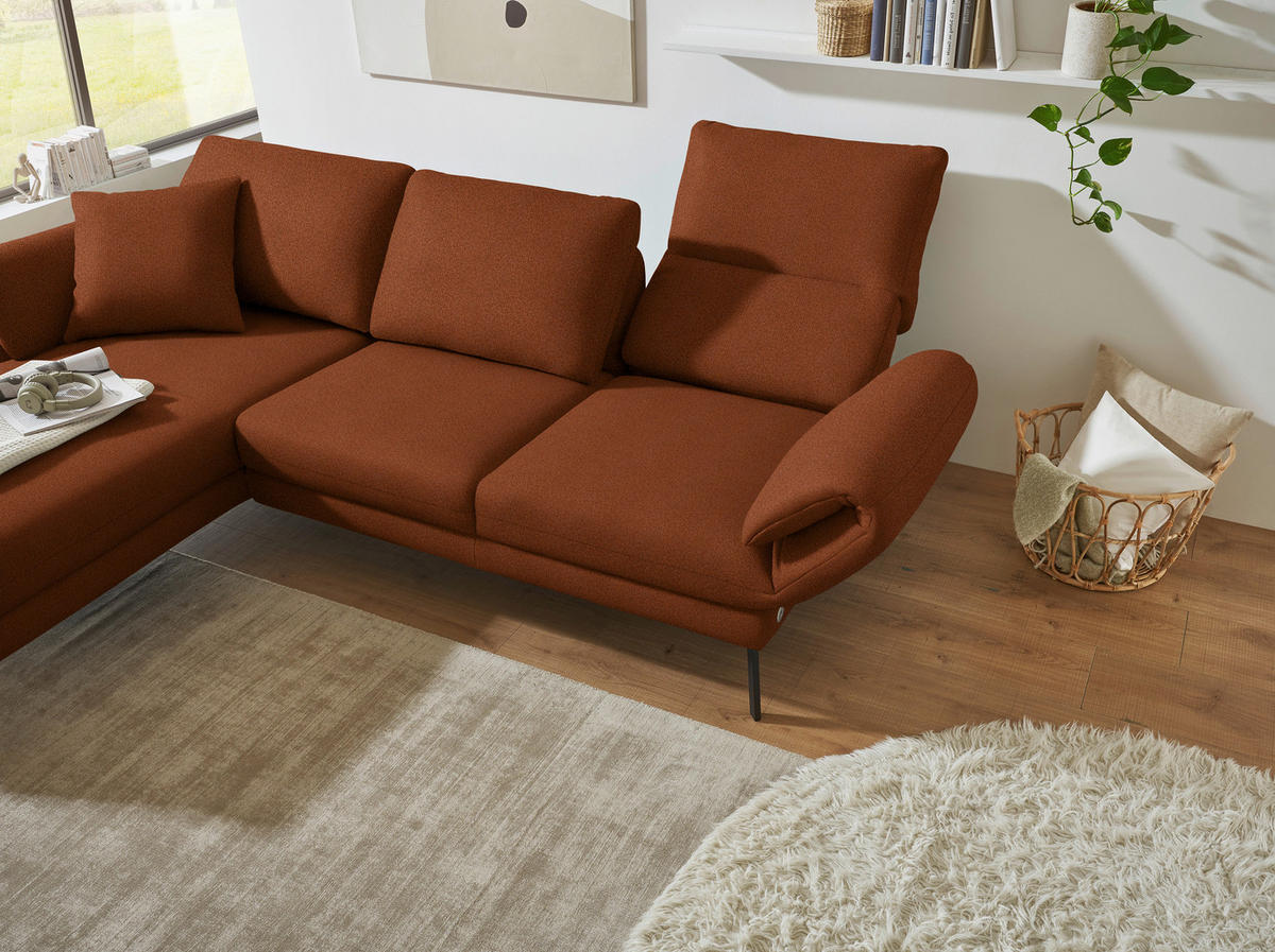 ECKSOFA  in Flachgewebe Kupferfarben  175-224/255-365 cm  - Schwarz/Kupferfarben, Design, Textil/Metall (175-224/255-365cm) - Dieter Knoll