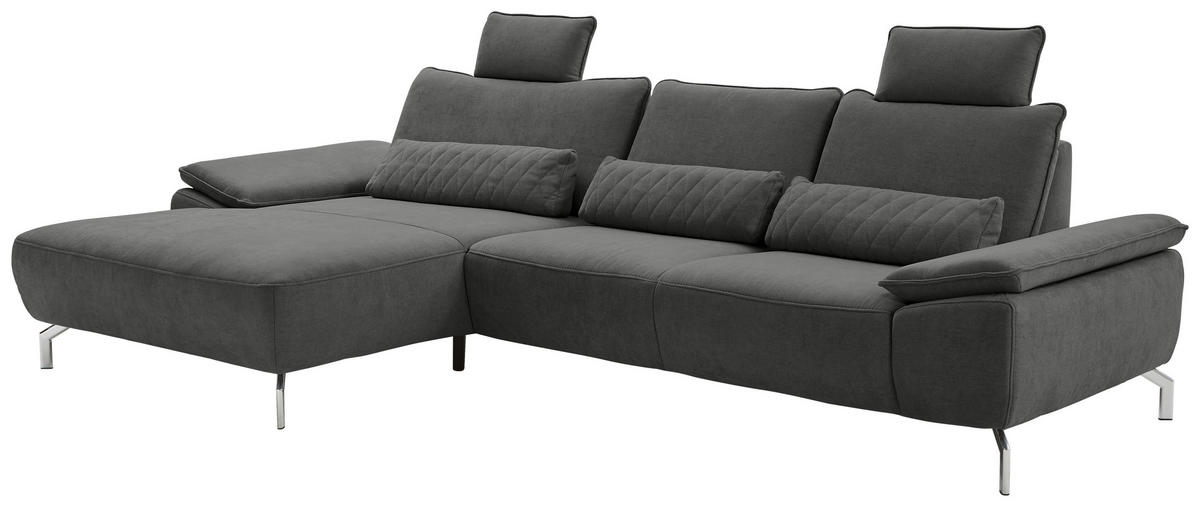 ECKSOFA MR 270 Anthrazit Chenille  - Chromfarben/Anthrazit, Design, Textil/Metall (181/335cm) - Musterring