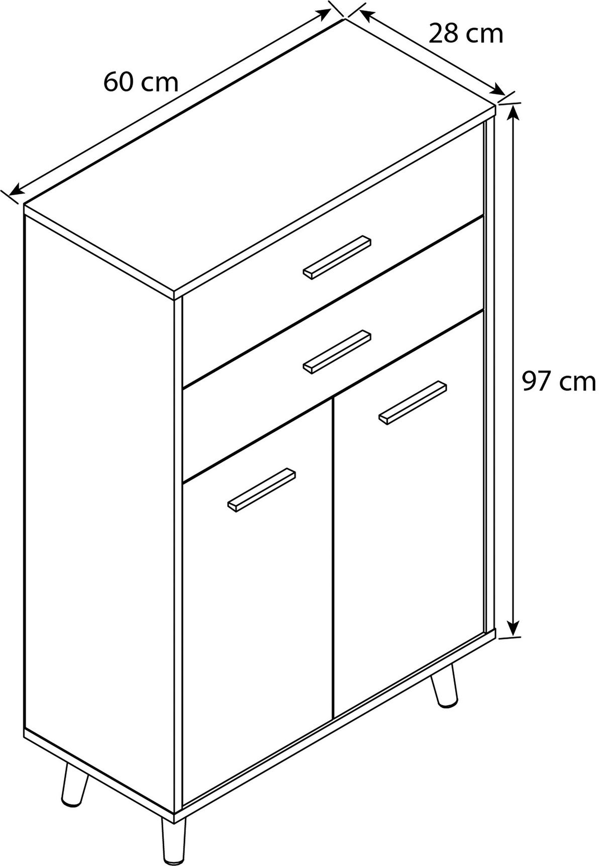 KOMMODE VCM LANDOS  in 60/97/28 cm  - Honigeiche/Weiß, MODERN, Holzwerkstoff (60/97/28cm) - MID.YOU
