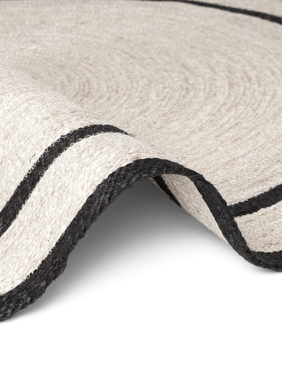 JUTETEPPICH 150 cm Jute Braided Creme, Schwarz rund  - Creme/Schwarz, Basics, Textil (150cm) - Hanse Home