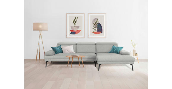 ECKSOFA in Webstoff Creme 296/188 cm - Creme/Schwarz, Design, Textil/Metall (296/188cm) - Xora