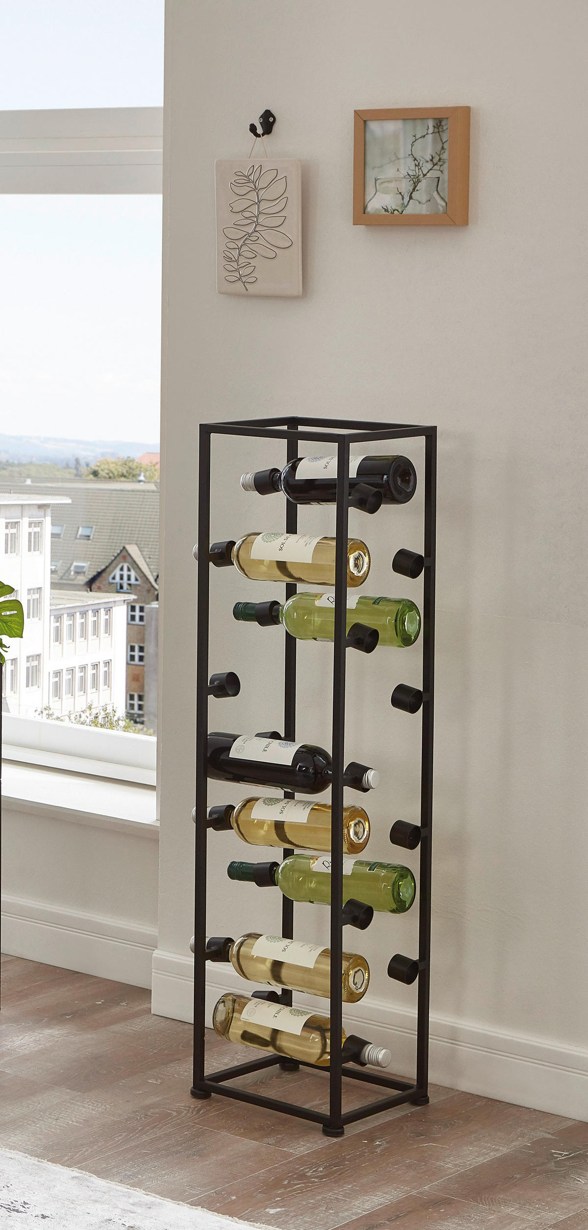WEINREGAL  - Schwarz, Design, Kunststoff/Metall (26/104/24cm)