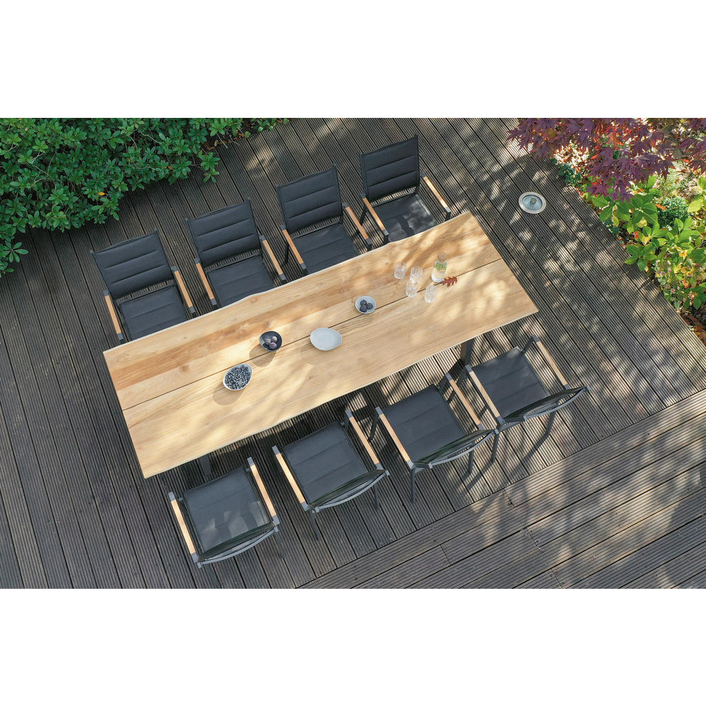 Thumbnail - Gartentisch, Anthrazit, Teak, Holz, Metall, Teakholz, massiv, rechteckig, eckig, 95x76x280 cm, wetterbeständig, wetterfe...