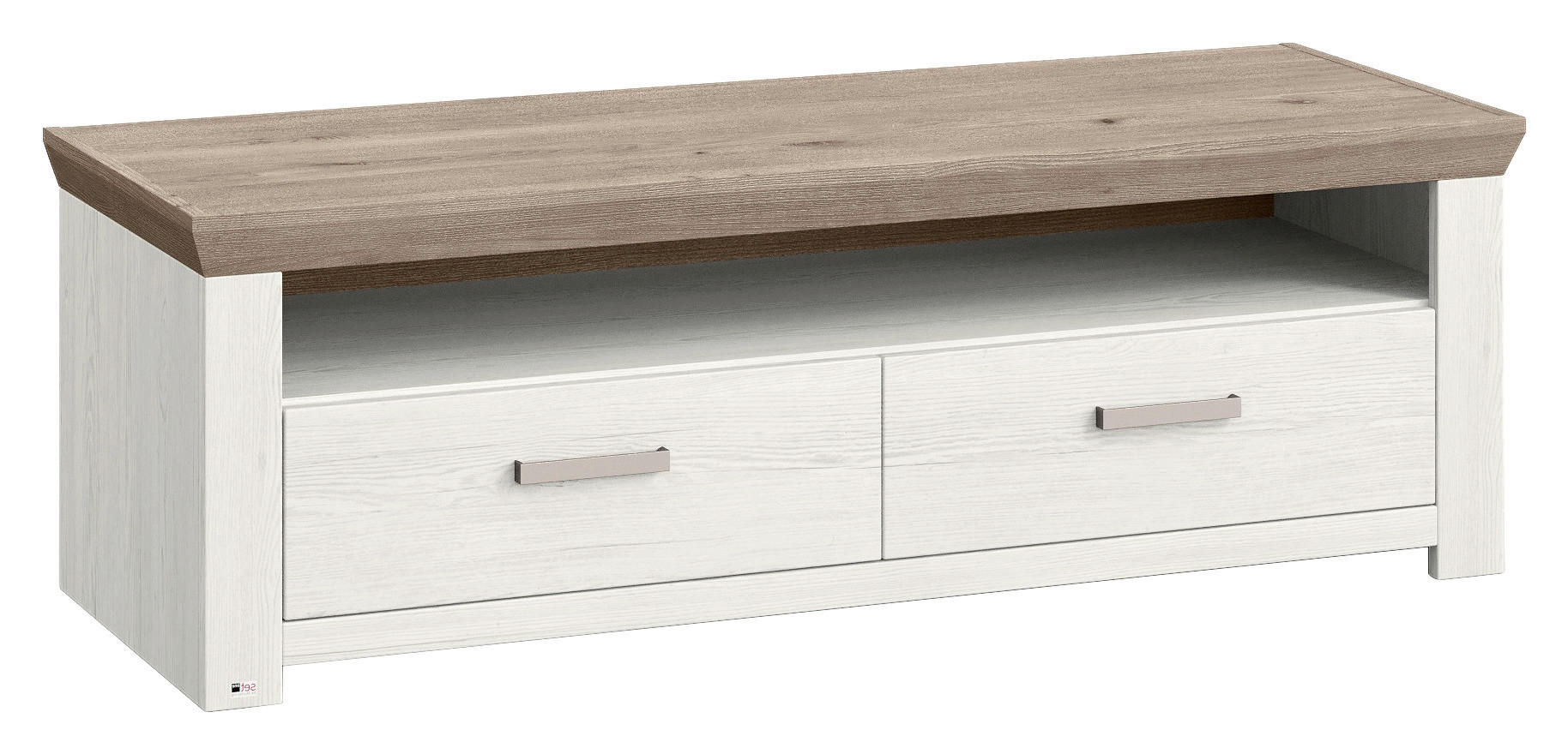 LOWBOARD Weiß, Eichefarben - Eichefarben/Weiß, Design, Metall (139,7/46,6/51,2cm) - SetOne by Musterring