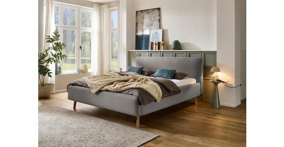 POLSTERBETT 160/200 cm  in Grau  - Eichefarben/Birkefarben, Design, Holz/Textil (160/200cm) - Xora