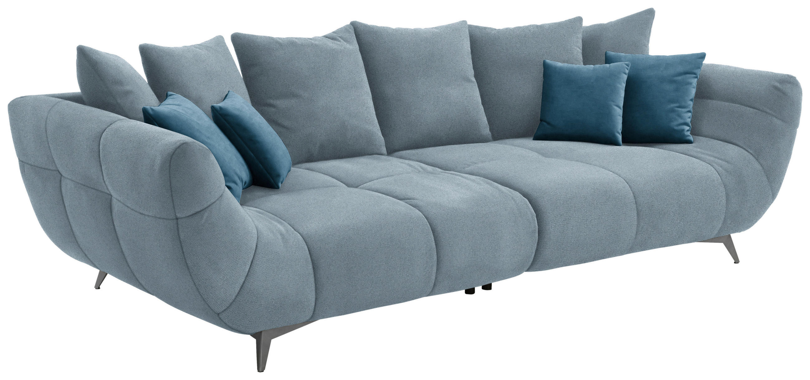 BIGSOFA Webstoff Blau  - Blau/Edelstahlfarben, LIFESTYLE, Textil/Metall (300/79/133cm) - Hom`in