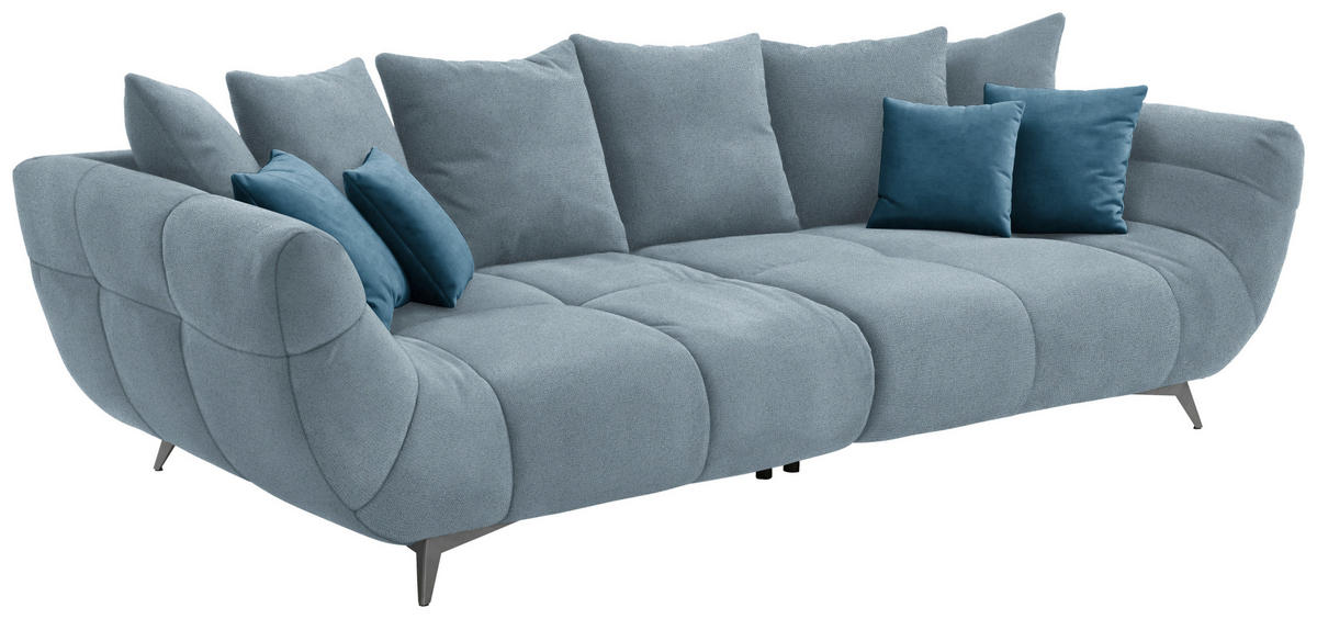 BIGSOFA Webstoff Blau  - Blau/Edelstahlfarben, LIFESTYLE, Textil/Metall (300/79/133cm) - Hom`in