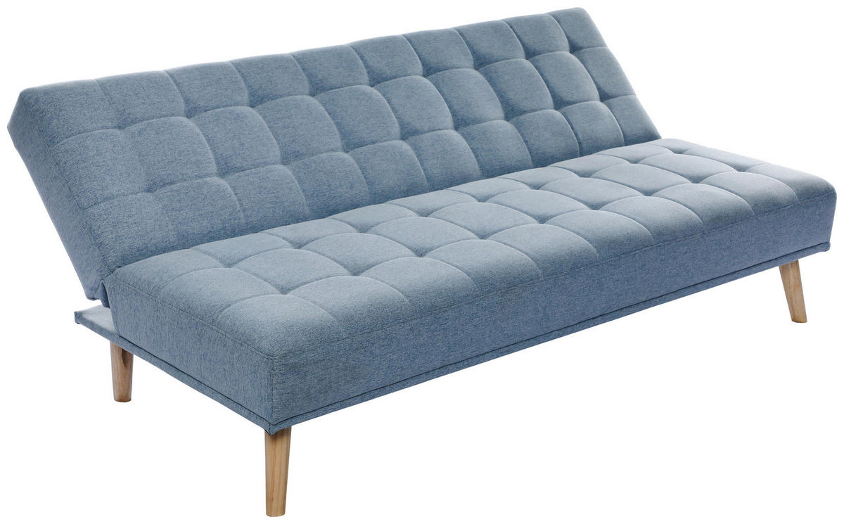 SCHLAFSOFA Leinenoptik Hellblau  - Schwarz/Naturfarben, Design, Holz/Kunststoff (179/81/85cm) - P & B