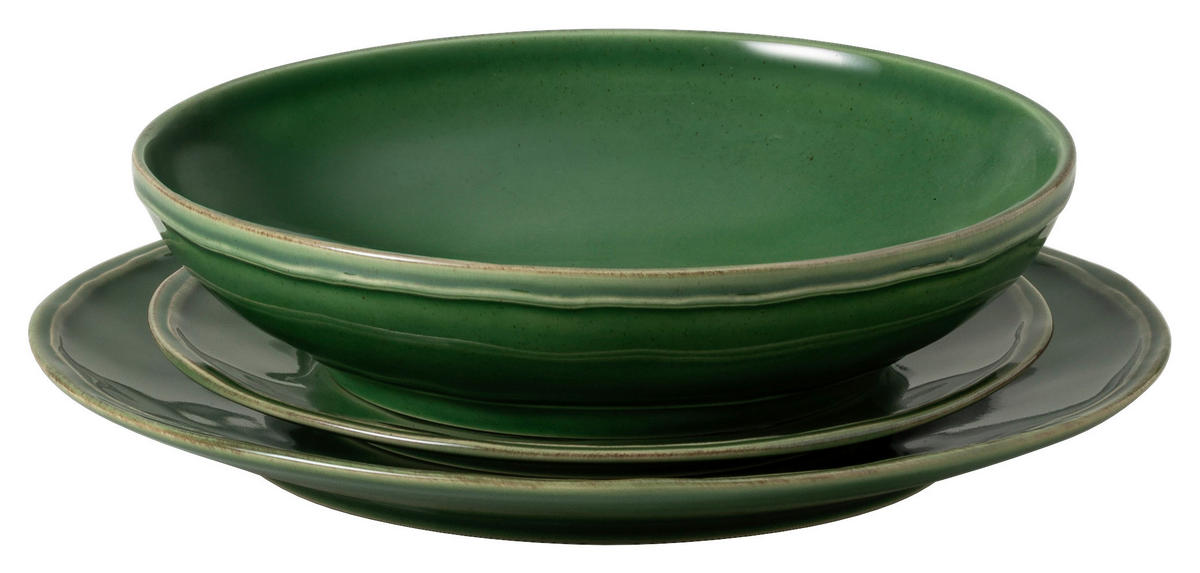 KOMBISERVICE Dunkelgrün FONTANA 3-teilig 1 Personen  - Dunkelgrün, Basics, Keramik - Costa Nova