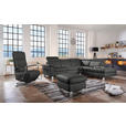 ECKSOFA in Echtleder Anthrazit  - Anthrazit/Alufarben, Design, Leder/Metall (271/242cm) - Cantus