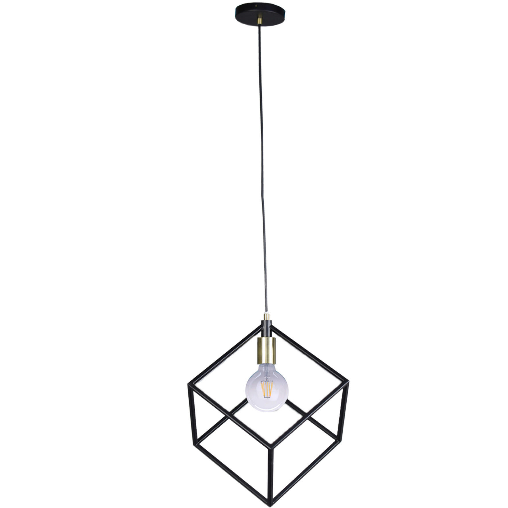 ZÁVESNÁ LAMPA, E27/60 W, 25/150 cm  - čierna, Design, kov (25/150cm) - Marama