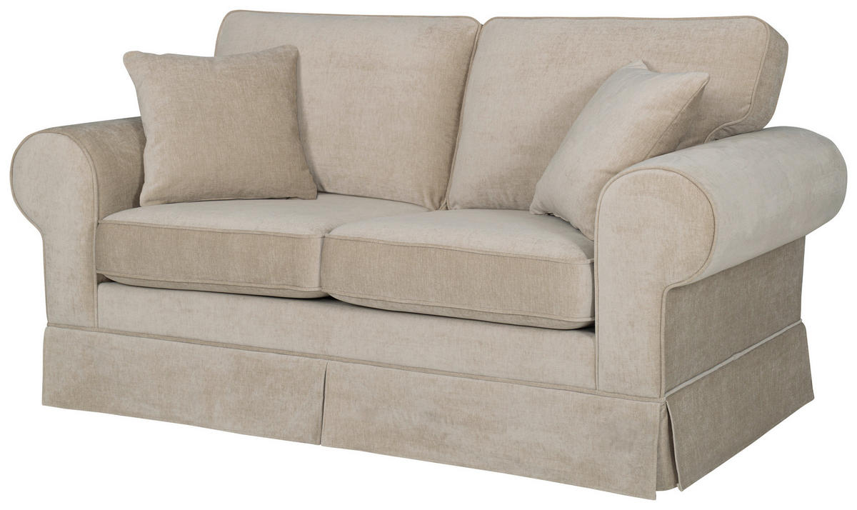 2-SITZER-SOFA Chenille Beige  - Beige/Naturfarben, Design, Holz/Textil (184/91/91cm)