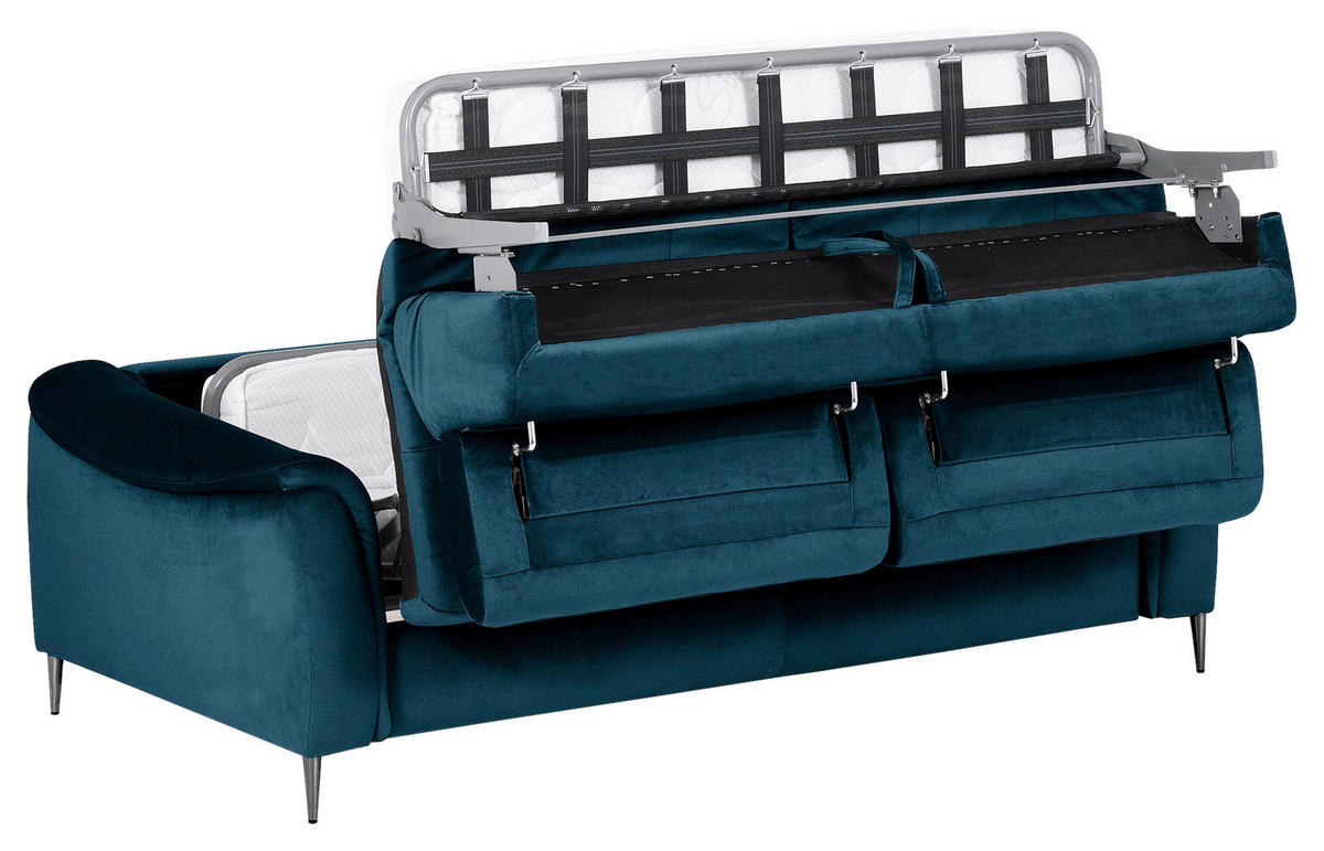SCHLAFSOFA in Textil Dunkelblau  - Chromfarben/Dunkelblau, Design, Textil/Metall (203/77-98/103cm) - MID.YOU