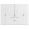 DREHTÜRENSCHRANK 301/223/61 cm,  in Weiß, 6-türig  - Edelstahlfarben/Weiß, Basics, Holzwerkstoff/Metall (301/223/61cm) - Novel