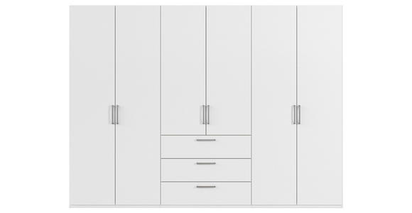 DREHTÜRENSCHRANK 301/223/61 cm,  in Weiß, 6-türig  - Edelstahlfarben/Weiß, Basics, Holzwerkstoff/Metall (301/223/61cm) - Novel