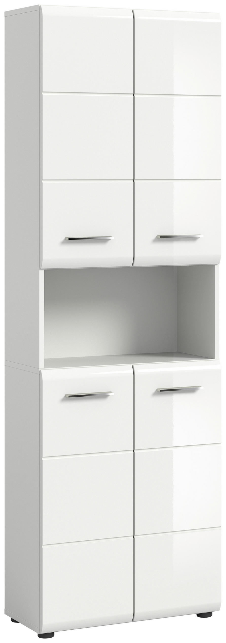HOCHSCHRANK 60/185/30 cm  - Chromfarben/Weiß Hochglanz, MODERN, Holzwerkstoff/Kunststoff (60/185/30cm) - MID.YOU