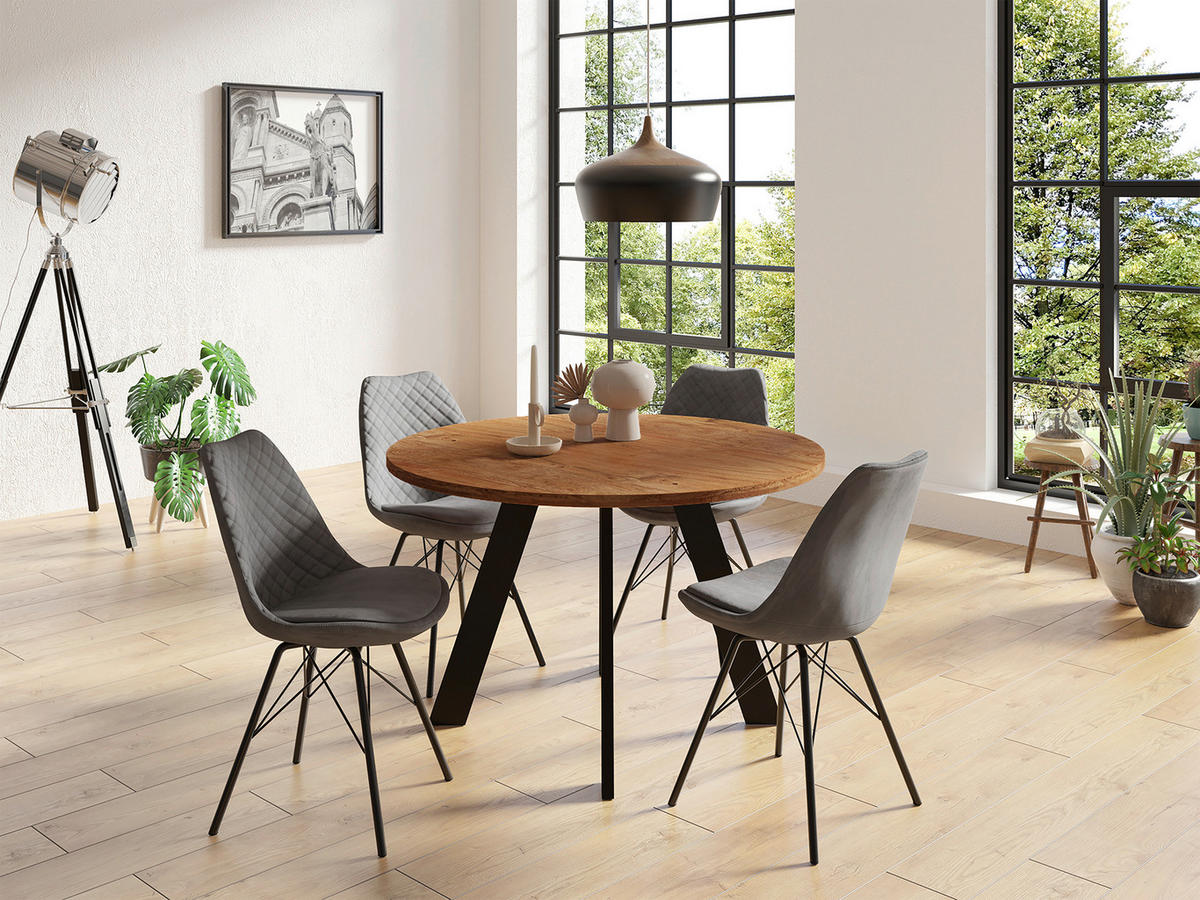 ESSTISCH in Holz, Metall 100/100/76 cm  - Schwarz/Braun, LIFESTYLE, Holz/Metall (100/100/76cm) - MID.YOU