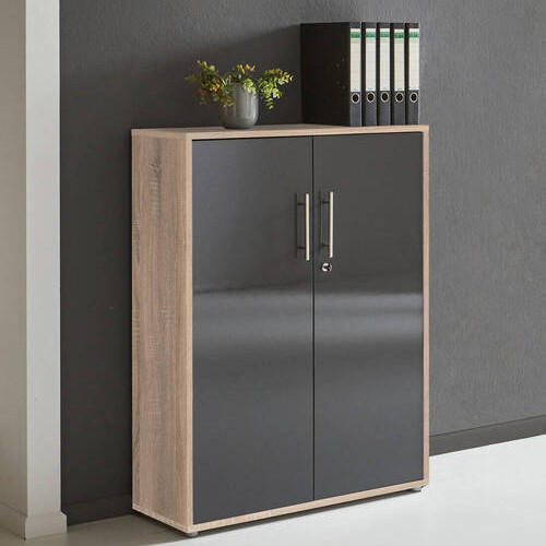 AKTENSCHRANK Sonoma Eiche, Anthrazit Hochglanz  - Anthrazit Hochglanz/Sonoma Eiche, MODERN, Holzwerkstoff (84,5/114/33cm) - MID.YOU
