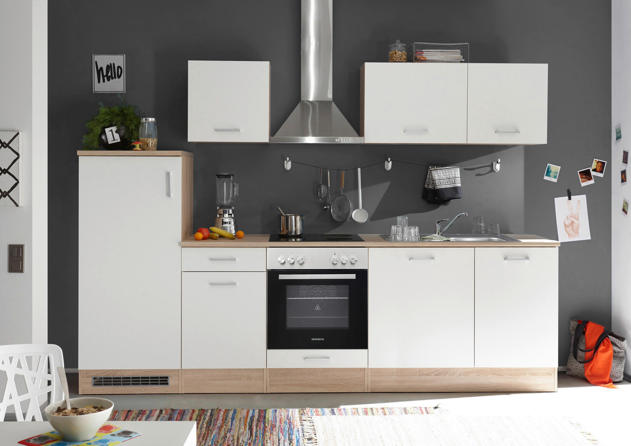 MODULKÖK UTAN VITVAROR 280 cm   i vit, ekfärgad  - vit/skogsek, Basics, trämaterial/plast (280cm) - Respekta